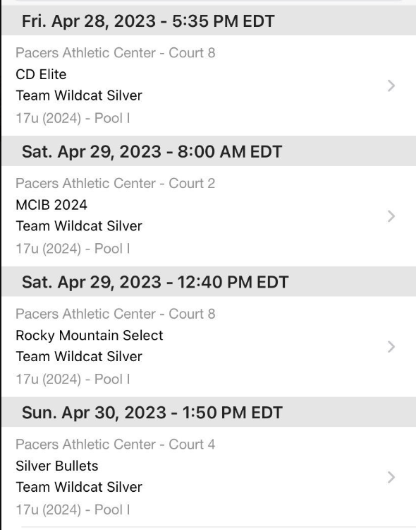 My schedule this weekend at the Pacer Center in Indy