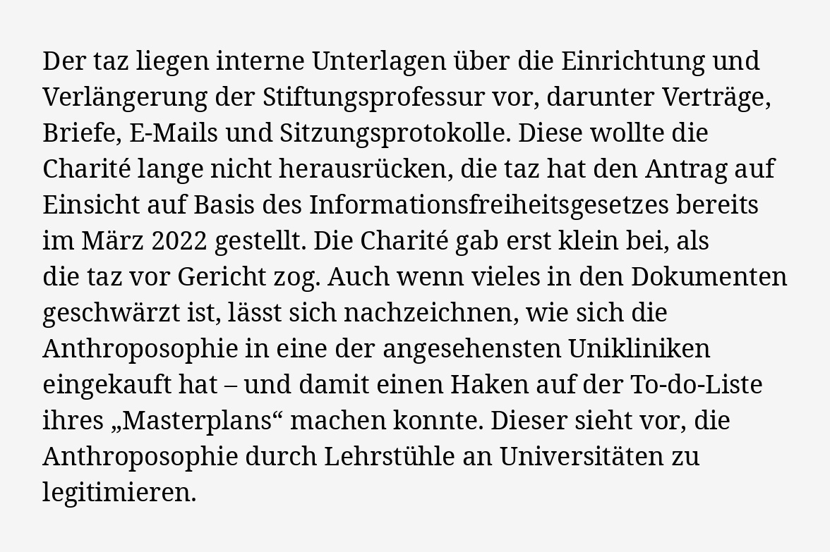 TAZ: Anthroposophische Medizin an der Charité: Die gekaufte Professur taz.de/Anthroposophis…