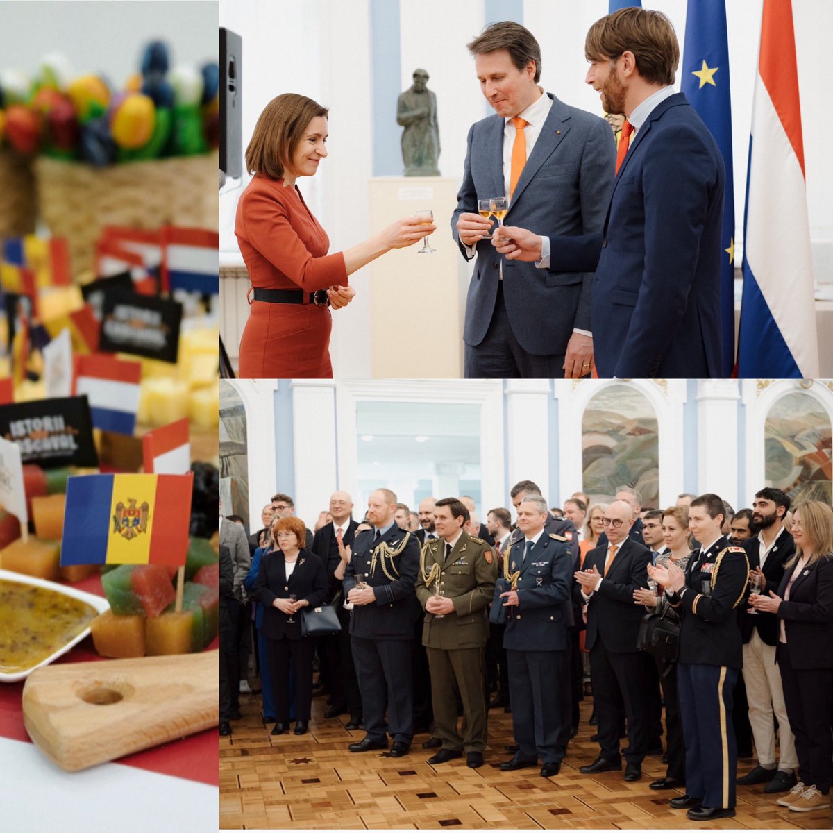 What a way to celebrate #Kingsday in Chisinău. Thank you President @sandumaiamd for your warm words and for sharing a toast with us on King Willem-Alexander!