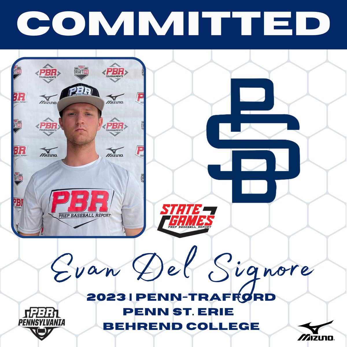 PrepBaseballPA's tweet photo. 📢Commitment Watch📢

2023 RHP|1B Evan Del Signore (Penn-Trafford) has committed to Penn State Erie - The Behrend College #congrats

❗Del Signore is 1️⃣6️⃣6️⃣th commit from the 2022 PA State Games❗ 

@EvanSignore | @BehrendBaseball | #pbrfamily https://t.co/Y64roTd6GW