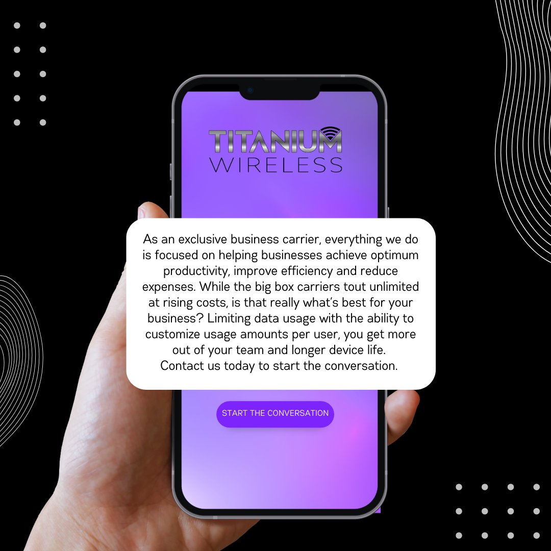 Start the conversation. Your business will thank you. #starttheconversation #titaniumwireless #disruptingthetelecomindustry #wirelesscarrier #mobility #b2b