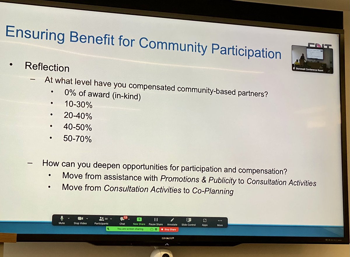Then <a href="/erikeliasglenn/">Erik G</a> wraps up by giving us a framework for self-reflection &amp; self-evaluation to help us be honest about where we are &amp; move our research in the spectrum from community engagement to community ownership.