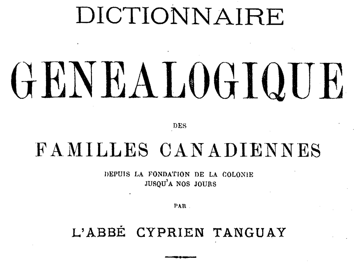 En 1871 parut le premier tome de l’œuvre de sa vie, le Dictionnaire généalogique des familles canadiennes depuis la fondation de la colonie jusqu’à nos jours, un outil indispensable pour ses continuateurs. biographi.ca/fr/bio/tanguay…