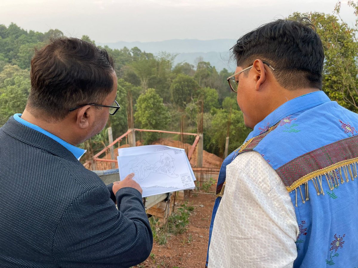 SangmaConrad's tweet photo. Expressed my dissatisfaction with the slow progress &amp; unsatisfactory construction work of the log houses at Sakal A’duma during the inspection today. Have asked the Department to take action against the contractor including cancellation of the work. https://t.co/DjYiWLyCbt