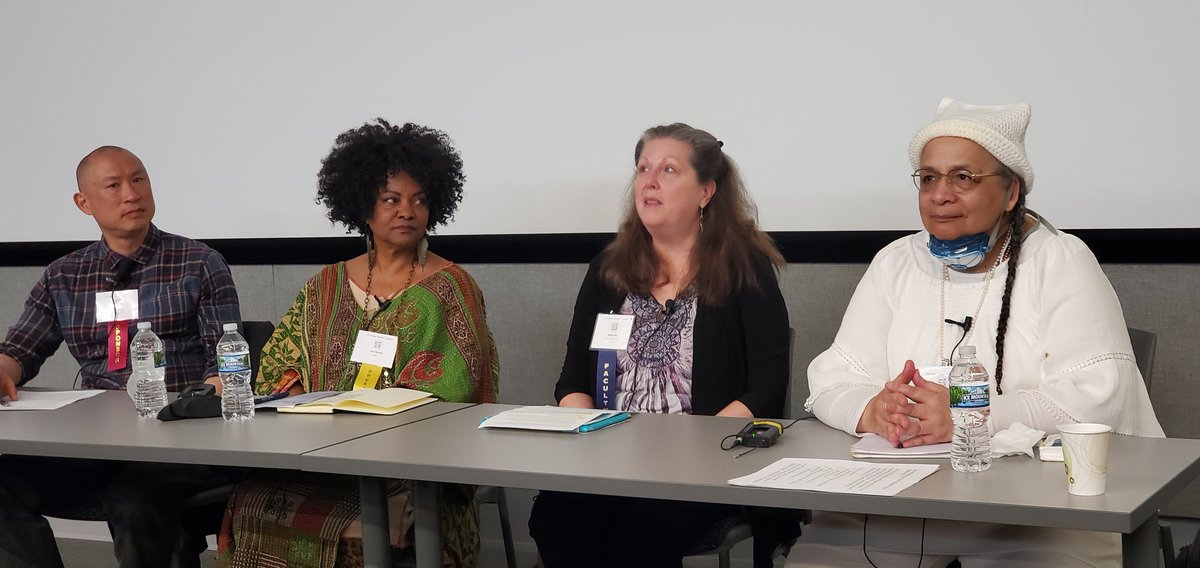 goldiebug's tweet photo. Engaging conversations about representation with publisher Jason Low of @LEEandLOW, Coretta Scott King Award-winning illustrator @Aprilwharrison April Harrison, librarian and KSU iSchool instructor Belinda Boon, and science fiction author @NisiShawl at #35VHC @VHamiltonConf https://t.co/JDwSyMGIUe