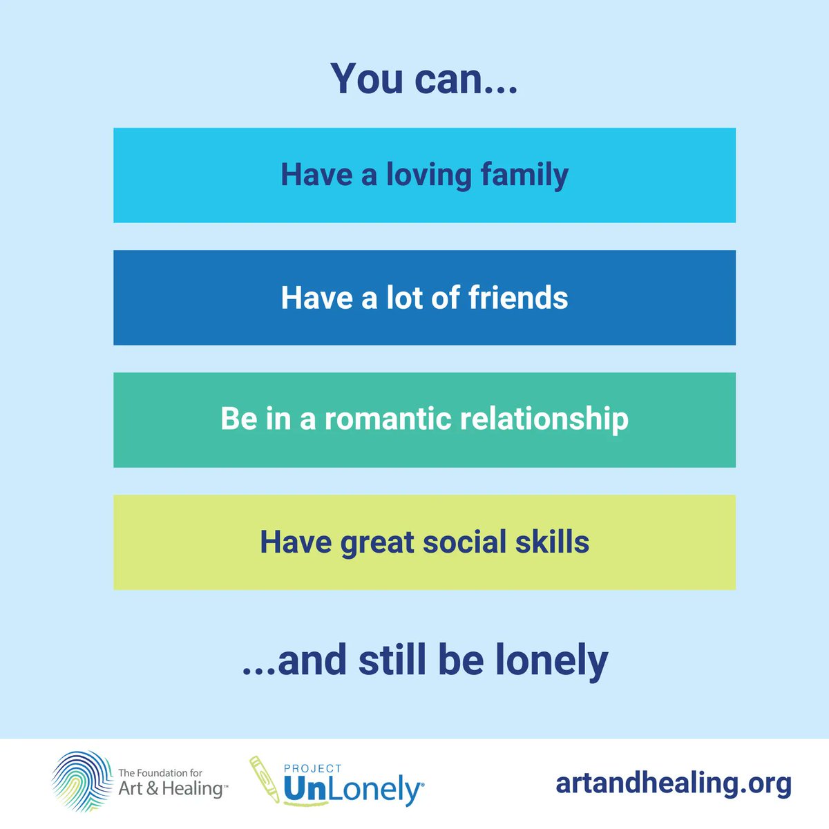 BeUnLonely's tweet photo. Anyone can be lonely, even those with seemingly perfect social lives. #Loneliness is when we feel unsatisfied with our social connections and #disconnected, even if we’re surrounded by people. Check out #ProjectUnLonely: https://t.co/NpauLFPeax https://t.co/kUodr0wfic