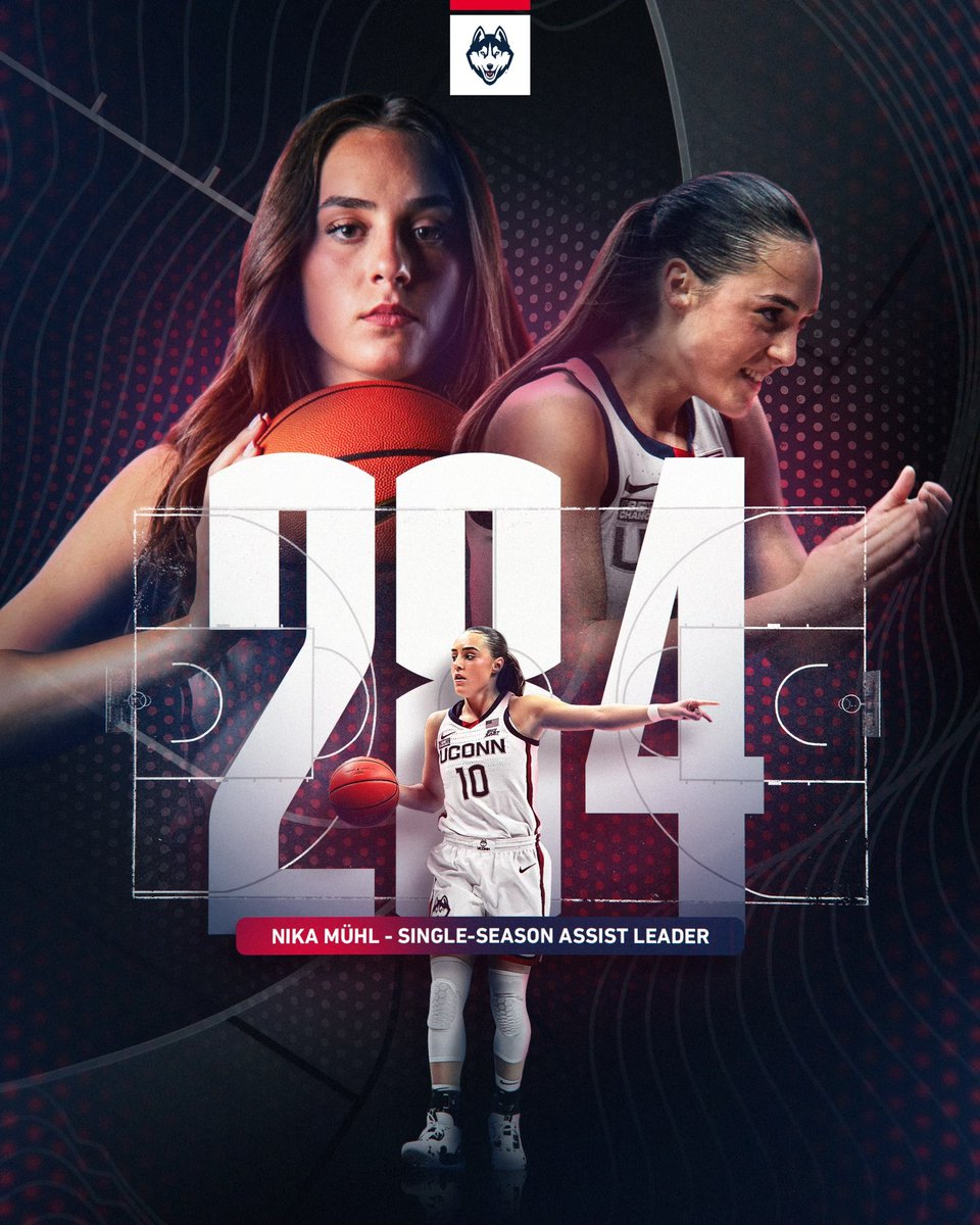 UConnWBB's tweet photo. Nothing but dimes for No. 10 

Nika Mühl is our single-season assist leader! https://t.co/ZAnoblZwBs