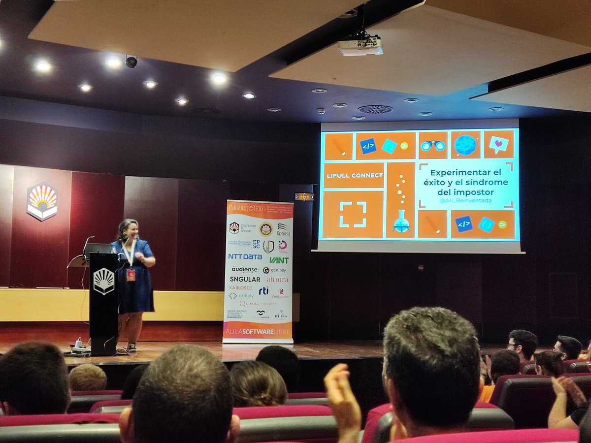 Cerramos con <a href="/Ari_Reinventada/">Ari 🤘🏼</a> y su charla "Experimentar el éxito y el síndrome del impostor" en #salmorejoTech