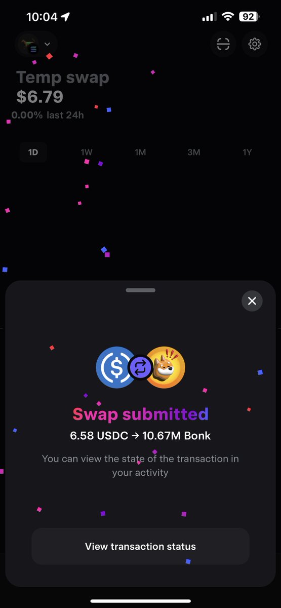 First time doing a swap on <a href="/UltimateApp/">Ultimate Wallet</a> and ngl the party animations made me feel like I really accomplished something today. Was fun and good UX,  lfg!  <a href="/bonk_inu/">BONK!!!</a>