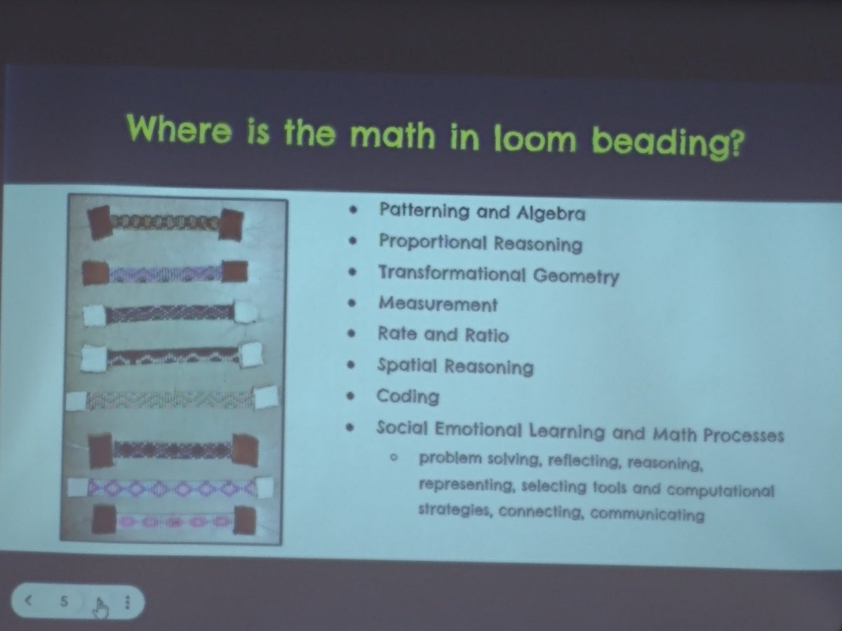 mathgrlzrock's tweet image. #IKMath2023 learning about loom beading. Lots of math, Love the SEL!