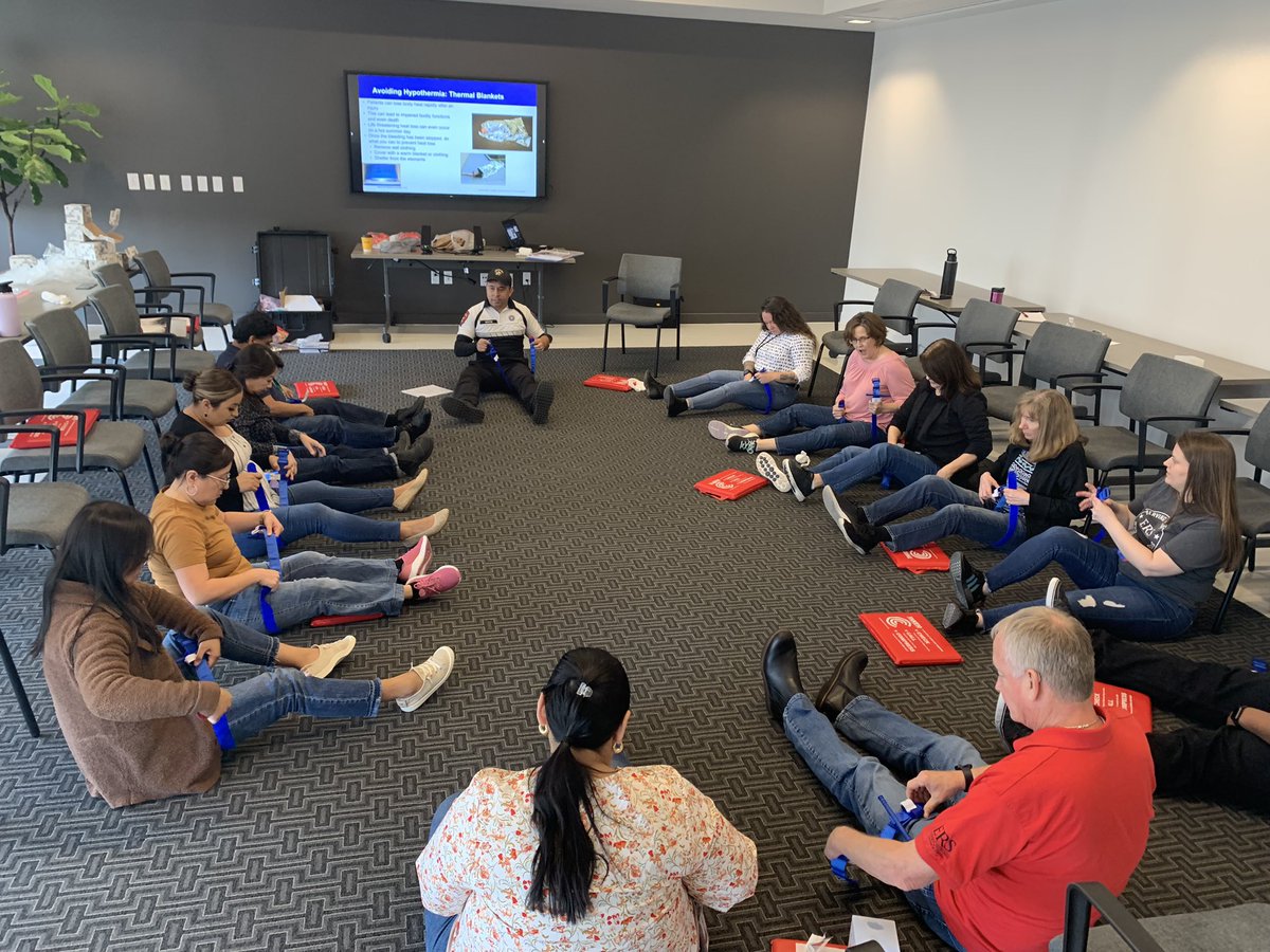 TxDPSCapitol's tweet photo. This week Lt. O. Hernandez, Sgt. V. Taylor, and Trp. R. Brito, conducted three sessions of STOP-THE-BLEED, TAKE 10 (CPR) &amp; AED training to 62 employees from the Texas Attorney General Office, Governors Administrative Office, and Employees Retirement System. #CATRAC #ERS #TXAG https://t.co/HJIgMWMrqk