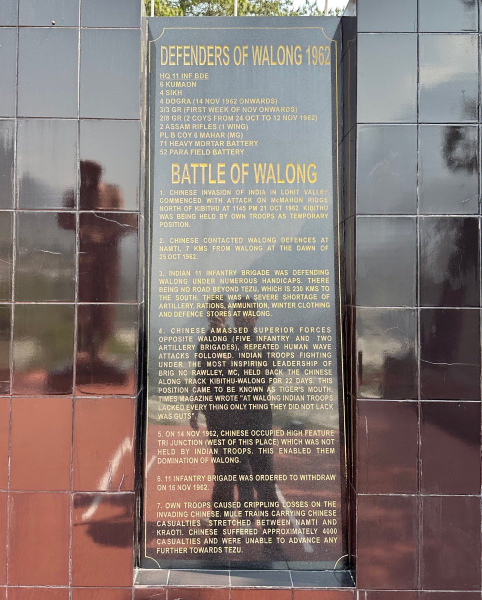 War Memorial dedicated to the brave soldiers of Battle of Walong 1962 overlooking Walong.
More details in Pic 2 about Battle of Walong.

#ArunachalPradesh #Anjaw #Walong #BattleofWalong #arunachalphotographyclub #Bordertourism #arunachaltourism #IndianArmy