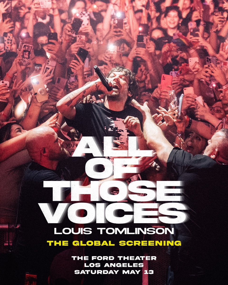 ALL OF THOSE VOICES: THE GLOBAL SCREENING. LOS ANGELES.

With <a href="/Louis_Tomlinson/">Louis Tomlinson</a> and director <a href="/LighteningUK/">Charlie Lightening</a> in conversation.

For a chance to attend in person and walk the red carpet, see more info here: louist.lnk.to/AllOfThoseVoic…