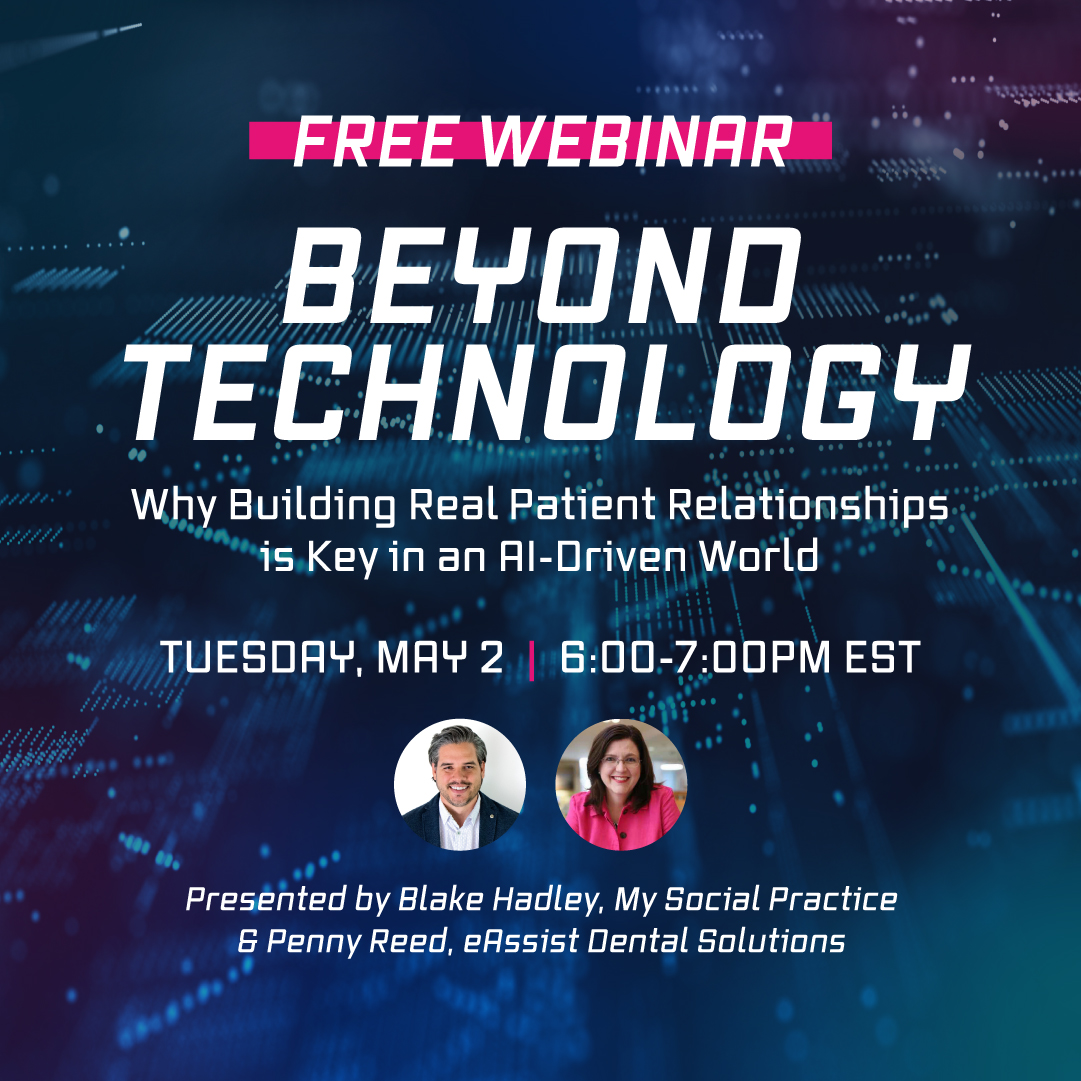 We are four days away from our FREE webinar with @SocialPractice. 

Join Blake Hadley and eAssist Chief Growth Officer, Penny Reed, for a one-hour webinar on how #artificialintelligence impacts patient relationships. Register here: bit.ly/3UQzn1q