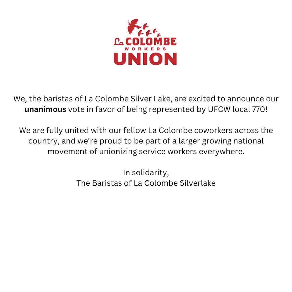 La Colombe Workers Union tweet media