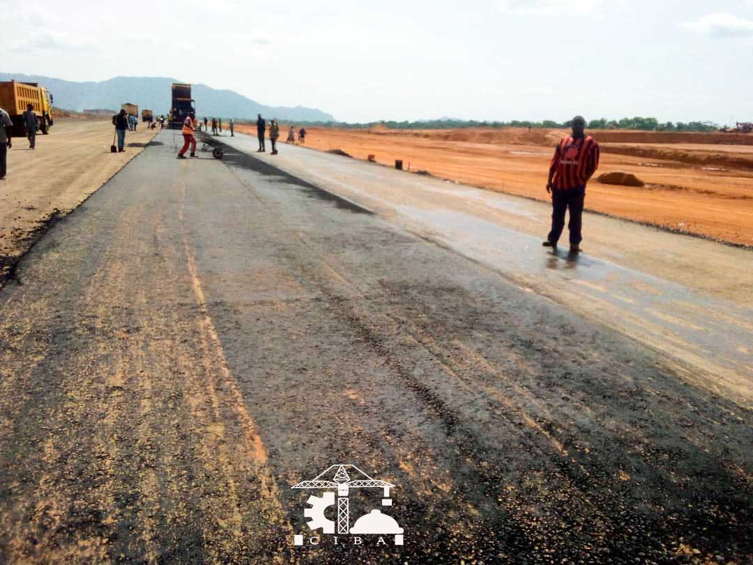 Laying of Asphalt on the 5.5km Runway. Construction of Obudu International Passenger and Cargo Airport, Cross River State. #internationalairport #asphaltpaving #construction