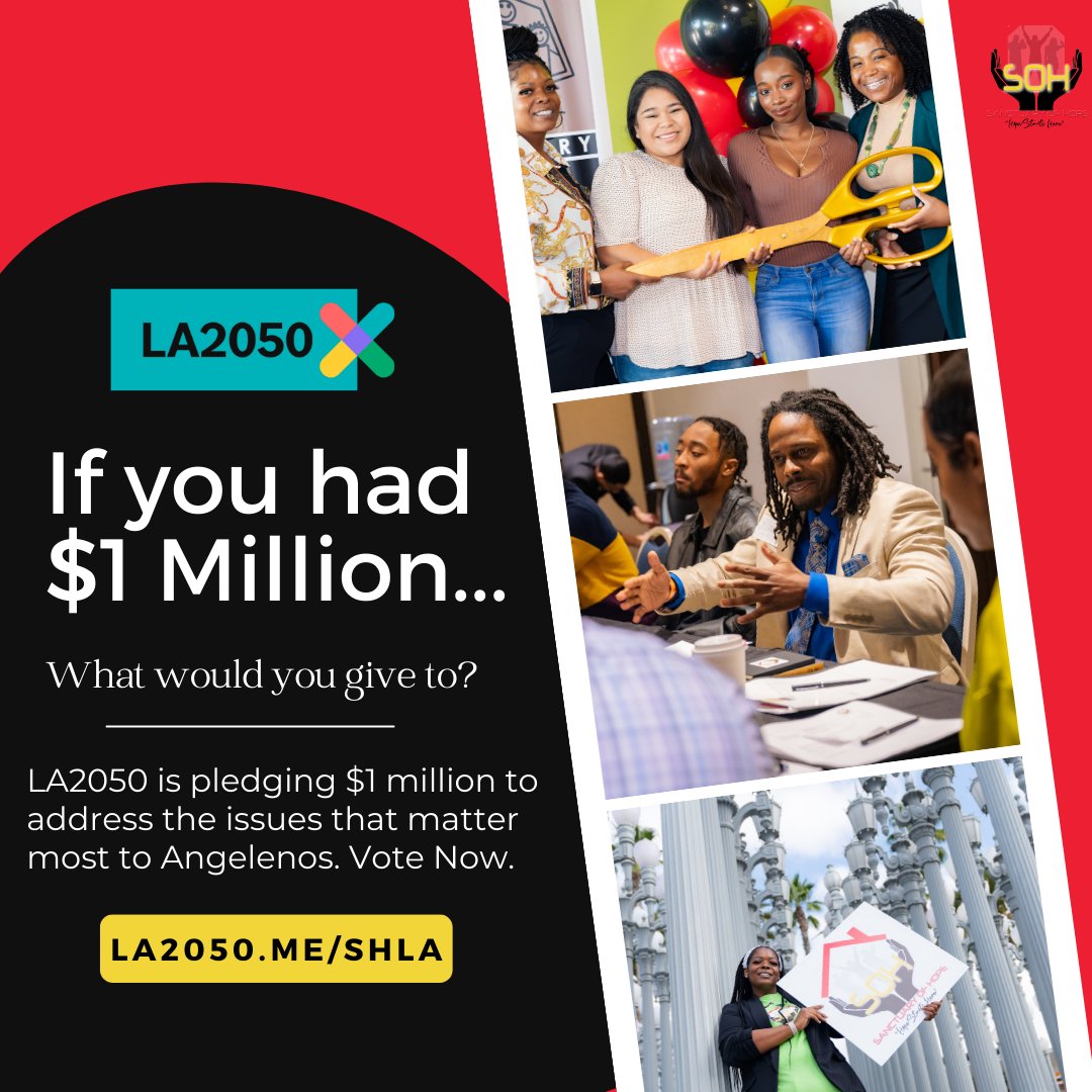 LA2050 has $1M to give and needs YOUR help!  Vote now for the issues you care about to receive funding. #LA2050GrantsChallenge #forabetterLA #LA2050X

la2050.me/shla
