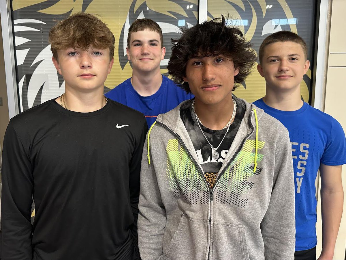 Congratulations to our Middle School 4x200 team. Pictured left to right Hunter Dallas, Drake Simonitis, Marques Shouse, and Owen O’Dell. They ran a 1:41.10 school record relay breaking the old record, by .5, set in 1978.