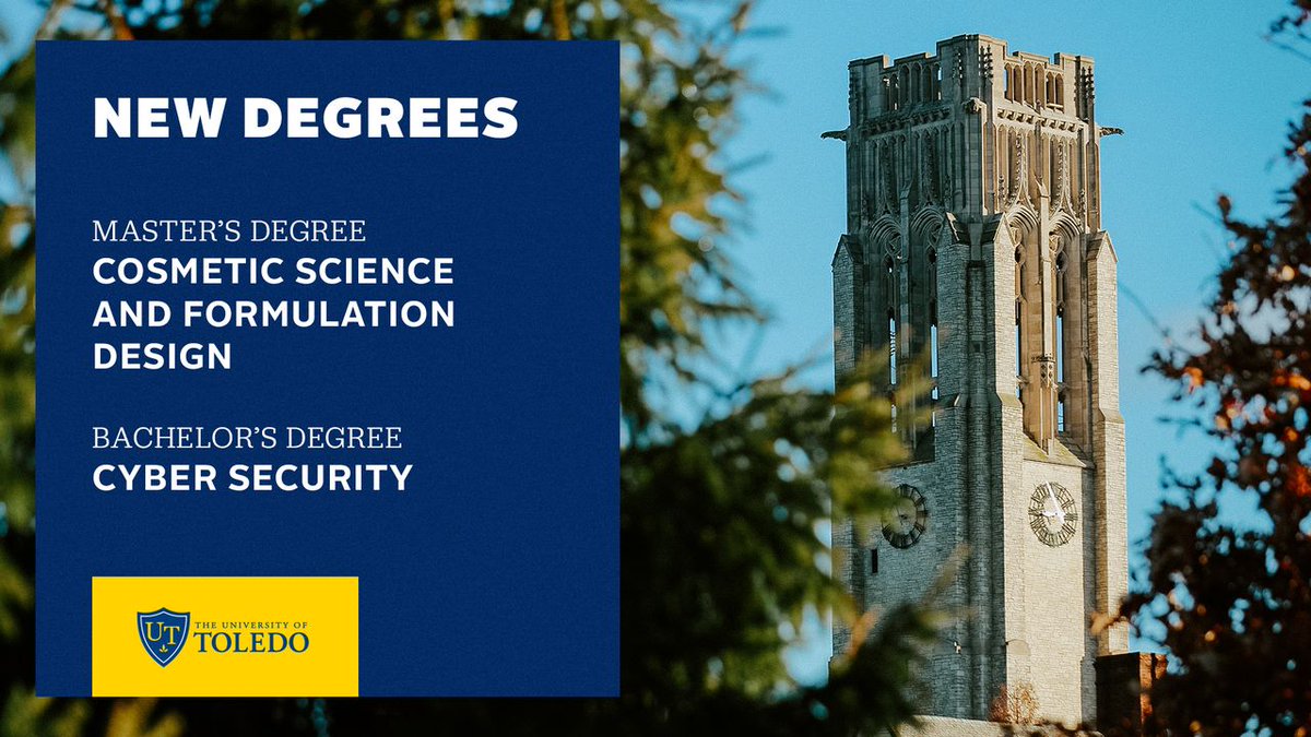 UToledo's tweet image. Two new degrees are being launched to meet industry demands for more cosmetic scientists and cyber security professionals.  ➡️ myut.link/ujr