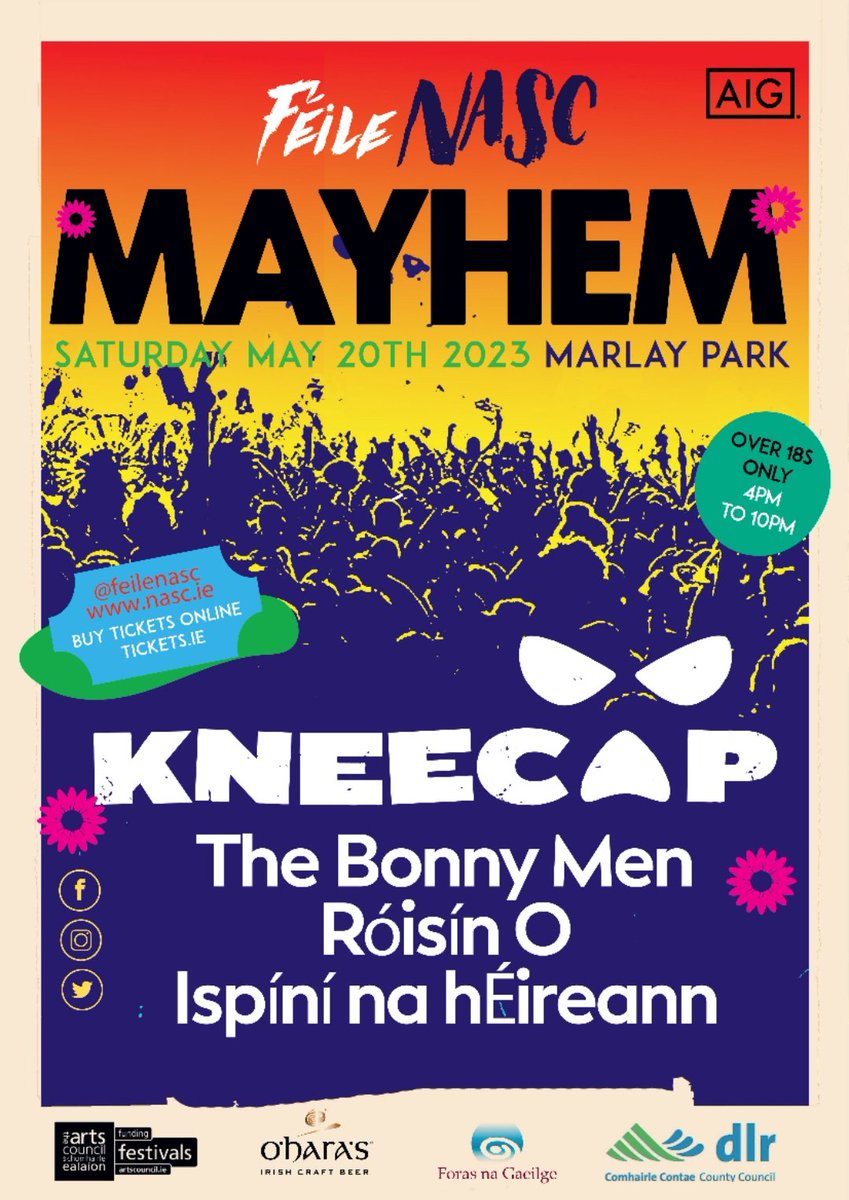 The Bonny Men (@thebonnymen) on Twitter photo Absolutely buzzing to be kicking off the festival season with <a href="/feilenasc/">Féile Nasc</a> in Marlay Park on 20 May!
🔥🔥Make sure to get your tickets before they're all gone!
Can't wait to see <a href="/RoisinOmusic/">Róisín O</a>
<a href="/sausagemusic/">Ispíní na hÉireann</a>
and <a href="/KNEECAPCEOL/">KNEECAP</a>
🔥🔥 Link for tickets in bio Absolutely buzzing to be kicking off the festival season with <a href="/feilenasc/">Féile Nasc</a> in Marlay Park on 20 May!
🔥🔥Make sure to get your tickets before they're all gone!
Can't wait to see <a href="/RoisinOmusic/">Róisín O</a>
<a href="/sausagemusic/">Ispíní na hÉireann</a>
and <a href="/KNEECAPCEOL/">KNEECAP</a>
🔥🔥 Link for tickets in bio