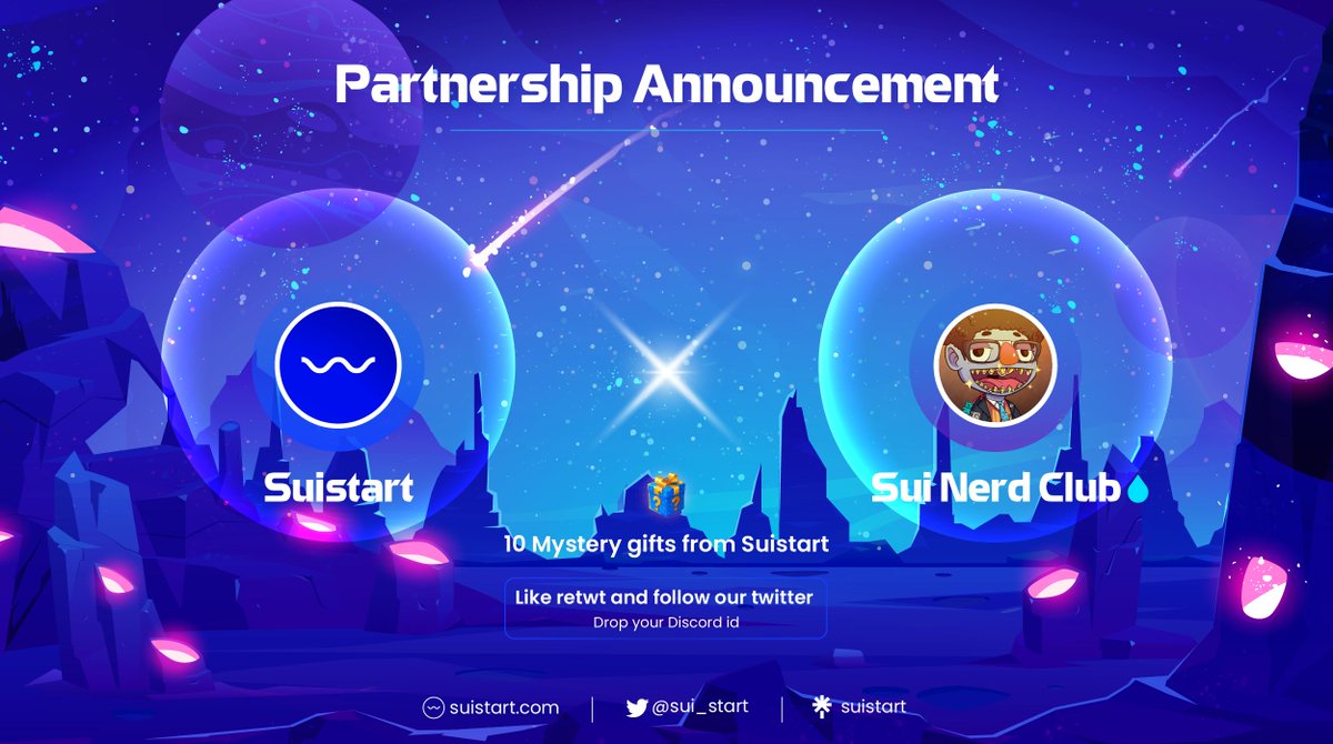 🔥 GIVEAWAY ALERT 🔥 We're excited to announce our collaboration with @NerrrrrdClub To celebrate, we're giving away 10 mystery gifts 🎁 from @Sui_start: 🤘 Like, retweet and follow @Sui_start, @NerrrrrdClub. 🤘 Join Suistart zealy (zealy.io/c/suistart) and finish 1…