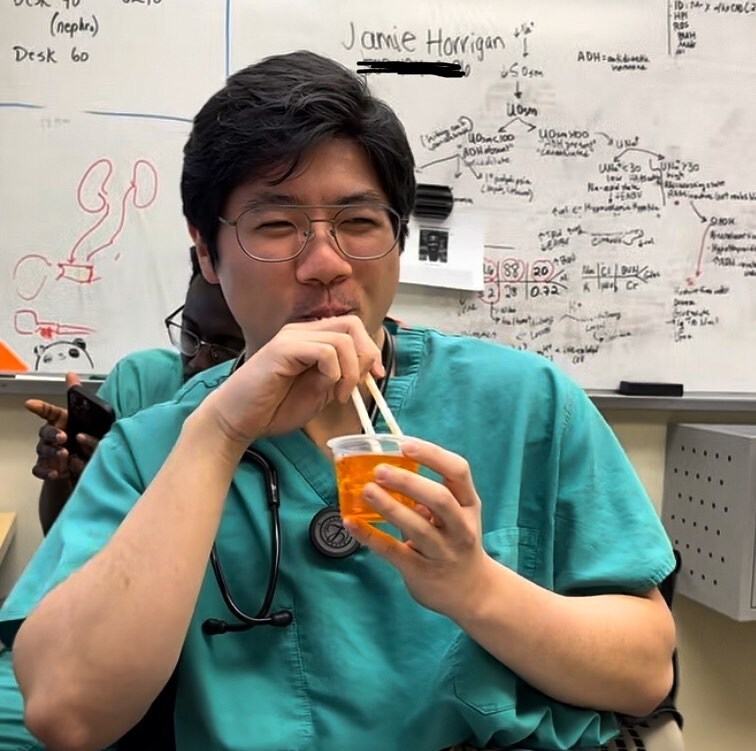 In addition to research we encourage innovation and experimentation in our residency! Such as PGY-1 Daniel experimenting with whether he can drink jello if he uses two straws at the same time (spoiler alert he can’t, reverted to using the straws to scoop the jello up) …