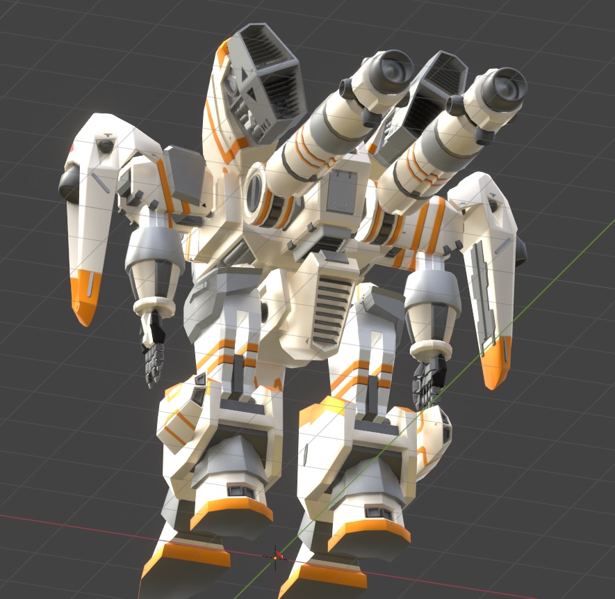 gogosparking's tweet image. UV展開したところに色とテクスチャ描いてあげたところまで。アレンジすぎだけど、さすがにこの色分けまでしてあげたらこのロボットだと認識できるでしょ～。そもそも知らない？　#Blender3