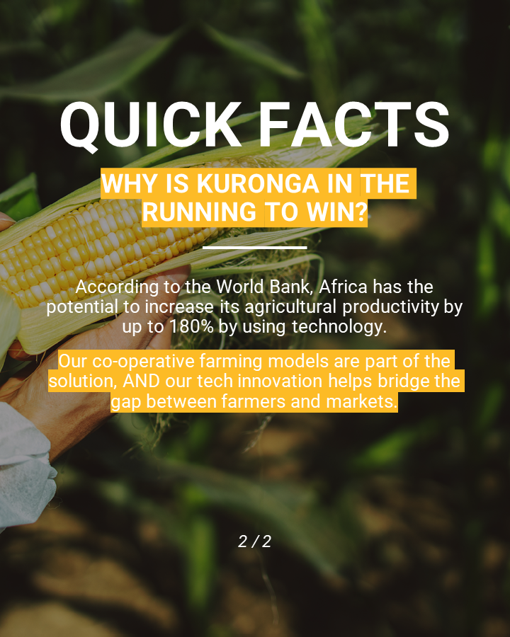 kurongakurima's tweet photo. We have been selected to win one of the 5 #MilkenMotsepe Prizes, of which the #GrandPrize is: $1 M

🏆3 DAYS TO GO

We are contributing to the #AgriTech space in Africa.

#choosekuronga #kuronga #milkenmotsepeprize #peopleschoiceaward #miglobal #investinkuronga #ai #agriculture https://t.co/4HN9UN3LdL