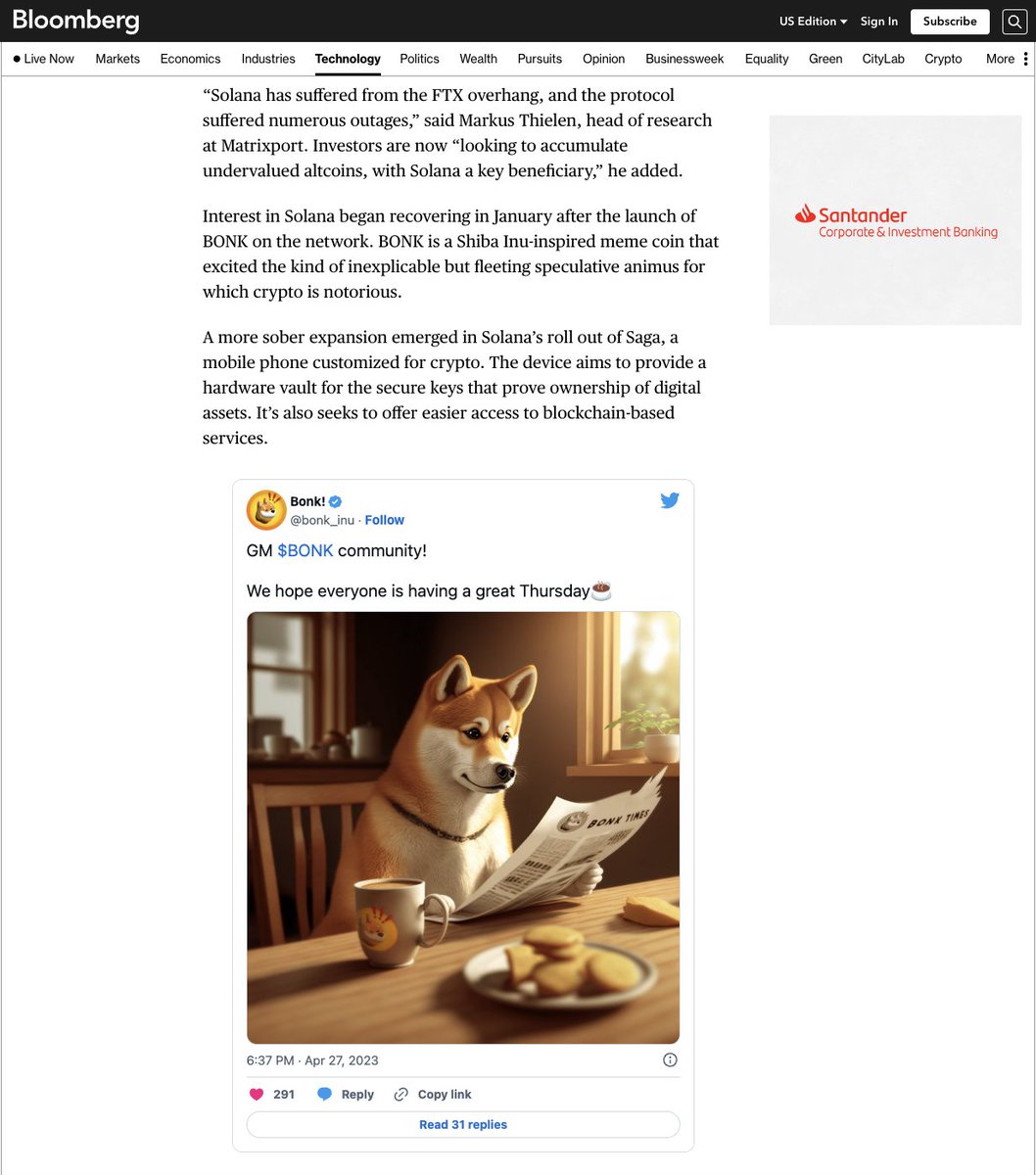 A little $BONK in Bloomberg. 

bloomberg.com/news/articles/…
