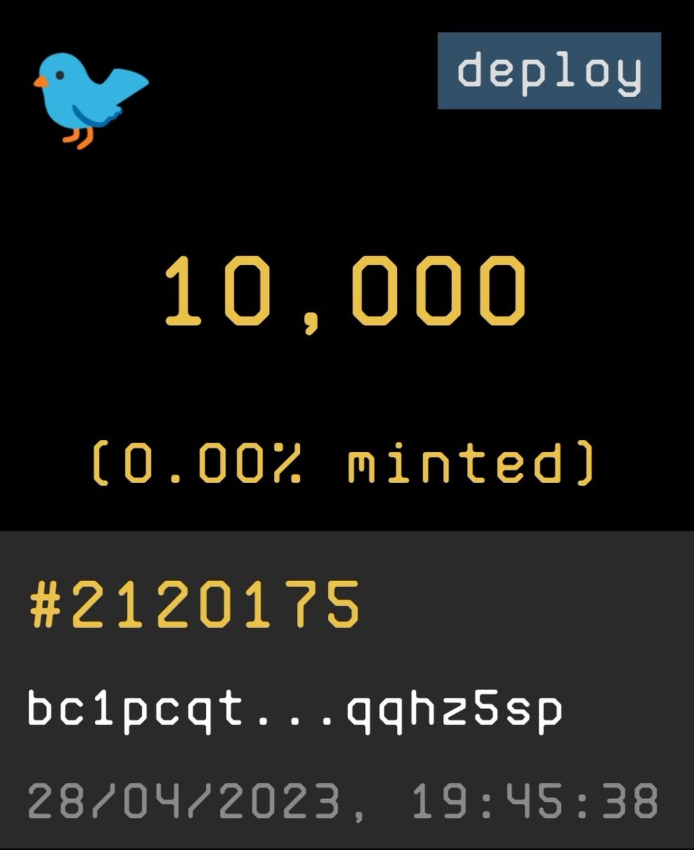 🐦🐦🐦🐦🐦

Brc20 Token

#BRC20 #ORDINALS #unisat #BitcoinNFTs #Twitter #Tweet #BitcoinToken Brc-20