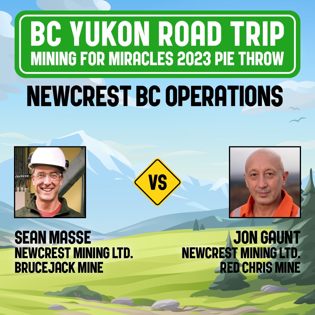 Mining4Miracles's tweet photo. Two more #Mining4Miracles contestants today – it’s our Newcrest BC Operations pie off!
Sean Masse vs. Jon Gaunt
Visit our donate page to support your favourite pie-ee!
@NewcrestMining https://t.co/HHEWHWIfyH
