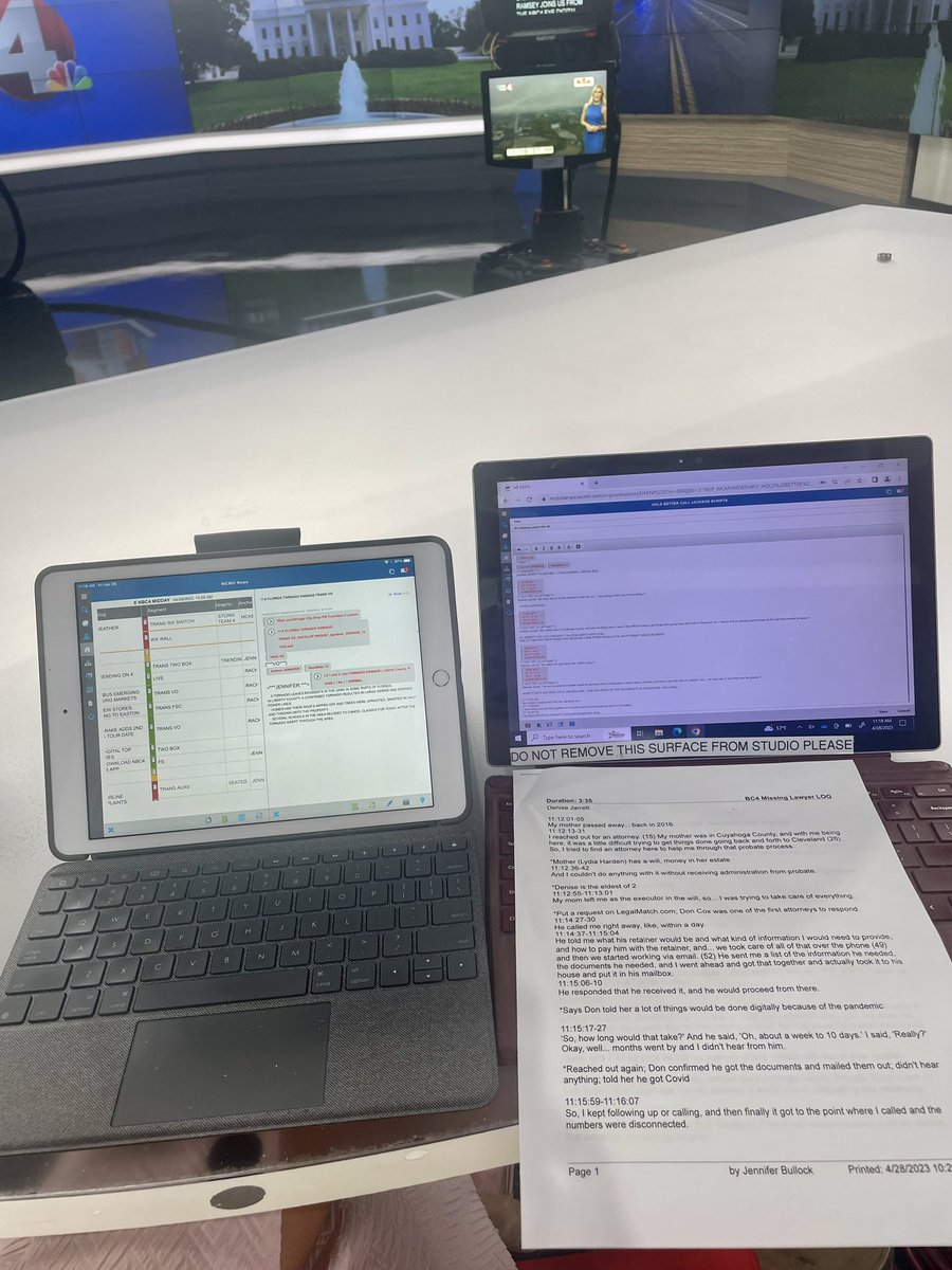 JenniferNBC4's tweet photo. Just a little Friday multitasking ✨ Writing a package during commercial breaks while on the desk for NBC4 Midday. Gotta get it done when you can! Tune in until 12:30, and again at 4 & 5! 💻🎥⭐️
#nbc4 #local4you #asseenincolumbus #lifeincolumbus #news #anchor #lightscameraaction https://t.co/hJVDJ9g96a
