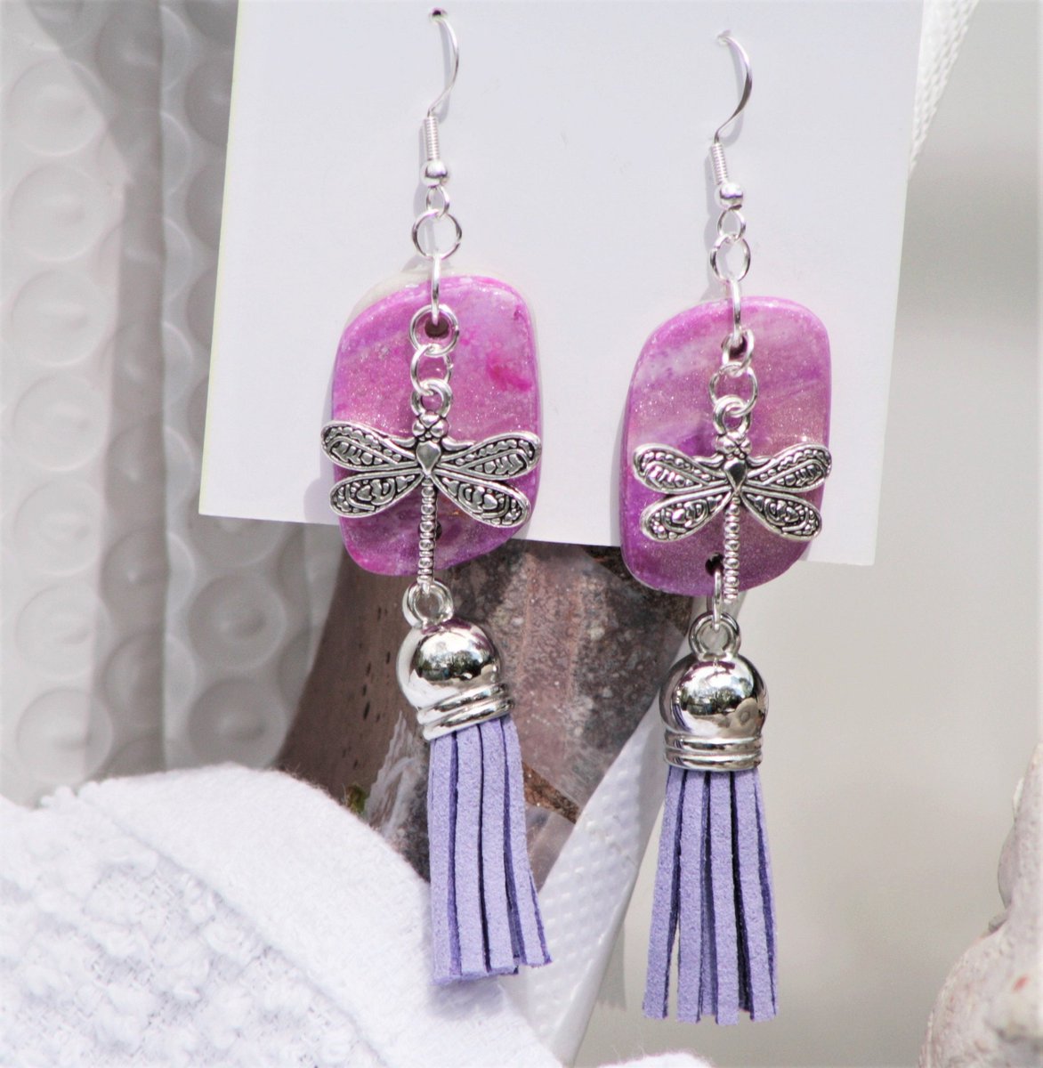 Slarivee's tweet image. Excited to share the latest addition to my #etsy shop: Purple Pink Clay Sassy Tassel Dragon Fly Silver Fish Hook Dangle Earrings etsy.me/3HoU6nz #pink #oval #white #no #unisexadults #earwire #bohohippie #earlobe #earwirefishhook