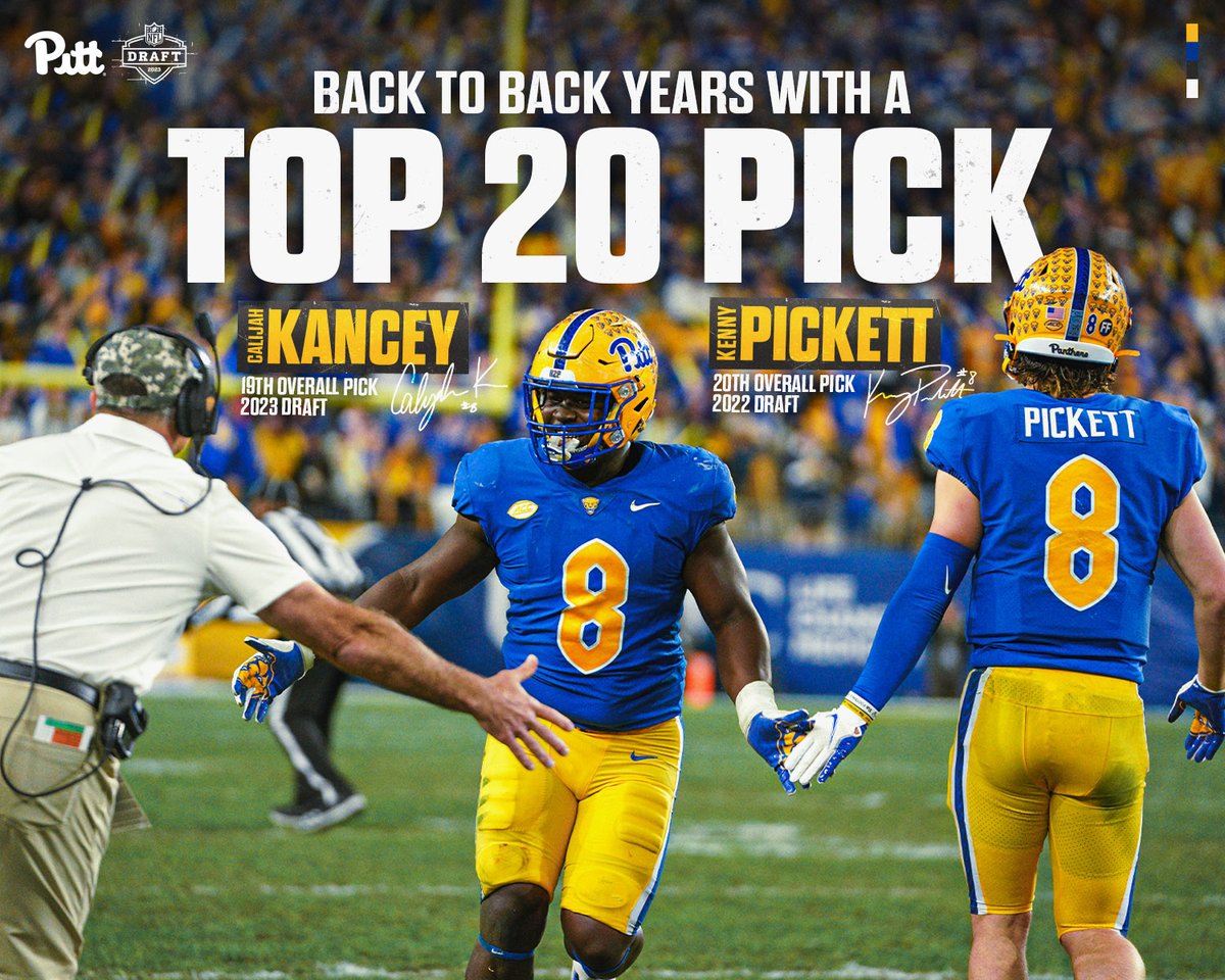 Programs that produced top-20 picks in the 2022 AND 2023 <a href="/NFLDraft/">NFL Draft</a>...

» Pitt
» Alabama
» Georgia
» Mississippi State
» Ohio State
» Oregon

@CKancey8 🤝 @KennyPickett10 

#H2P » <a href="/NFL/">NFL</a>