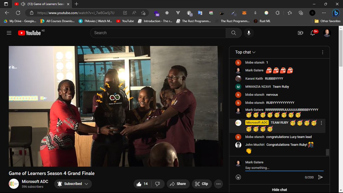 gatere_mark's tweet image. And Team Ruby Wins 🥳🥳🥳🔥🔥🔥🚀
Congrats @LucyMutunga_ and the Team 🥳

#GameOfLearners Season 4 Grand Finale🚀

Live [🔴]:  youtube.com/live/i_7w8Gw5j…