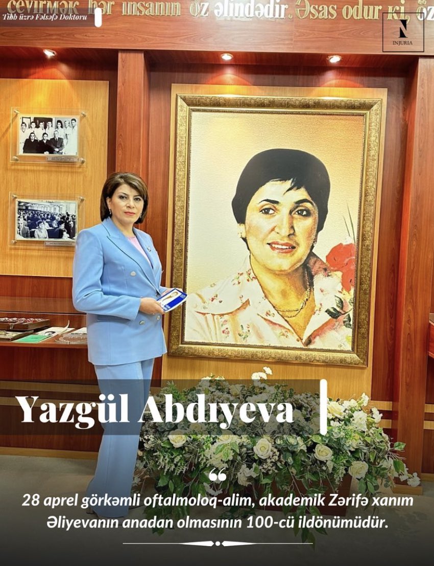 InjuriaMagazine's tweet photo. 28 aprel görkəmli oftalmoloq-alim, akademik Zərifə xanım Əliyevanın anadan olmasının 100-cü ildönümüdür
https://t.co/nCAVK2LXr1 https://t.co/Tfr7V8L8s5