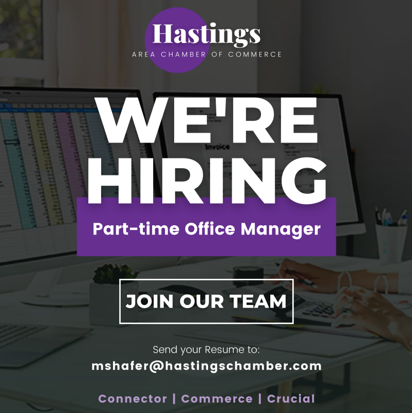We're Hiring! Click the link below to learn more about our Office Manager position.

business.hastingschamber.com/jobs/info/offi…

#SendYourResumeHastings #HastingsNebraska #HastingsAreaChamber