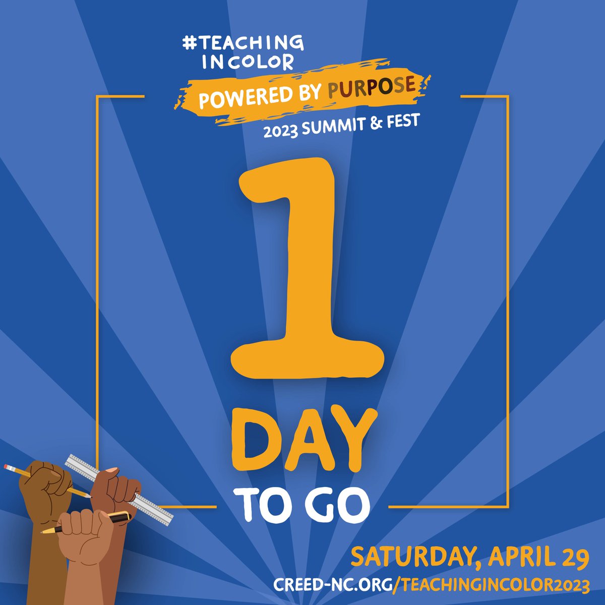 TeachInColorNC's tweet image. #TeachinginColor Summit &amp;amp; Fest is TOMORROW‼️

This is a hybrid event so you can join from anywhere in the world! We'll also have same-day registration available tomorrow morning. 

eventbrite.com/e/2023-teachin…