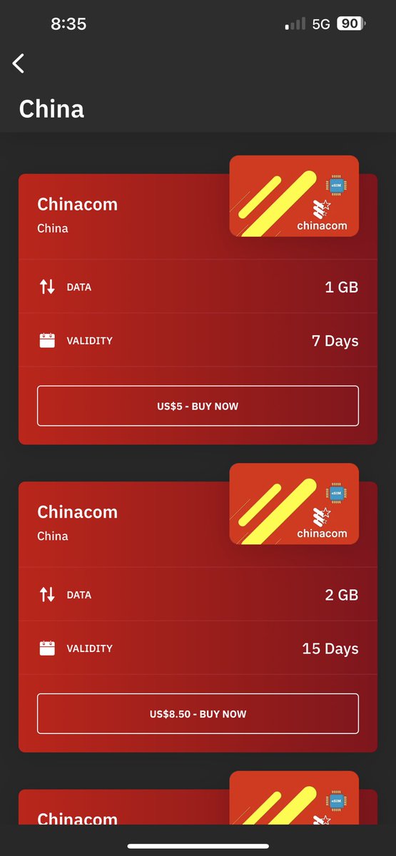 acwyau's tweet photo. @JenTiale @Duke_113 @MobileSyrup @Jon_Lamont Screenshot from Airalo for a travel esim that will work in China. https://t.co/1i8rkcedMi