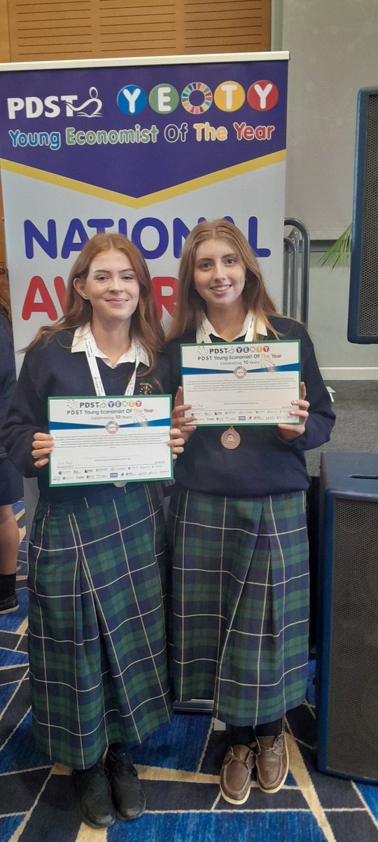 jtbcstweets's tweet photo. Well done to Julianna Ward and Freya Mannix on receiving their Bronze award at the @PDST_YEOTY awards in @ucddublin today. A huge thank you to their teacher Ms. Woulfe for her guidance in the project. https://t.co/5R2nLqBKpI