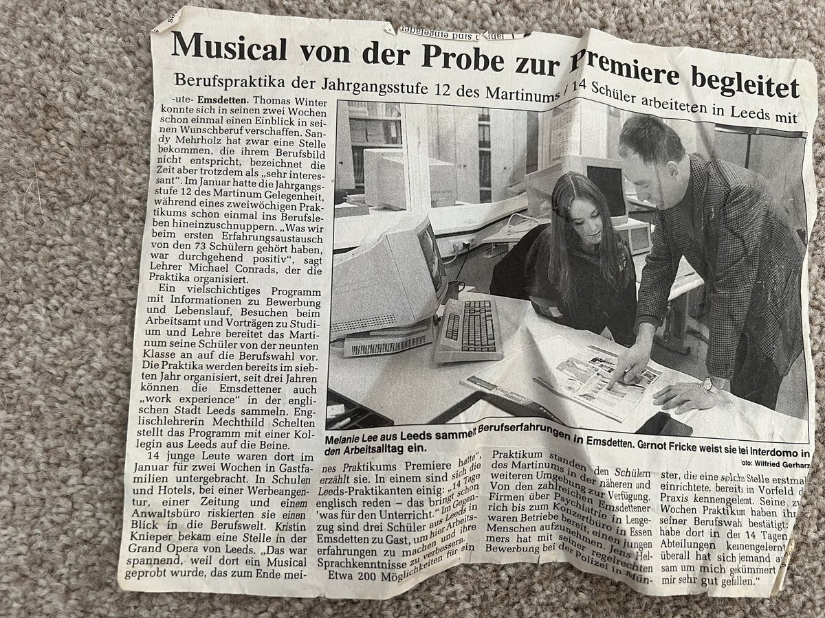 Clear out in prep for decorating this week and I come across some random items. This is an article in a German newspaper from my student exchange in 1996 🤣