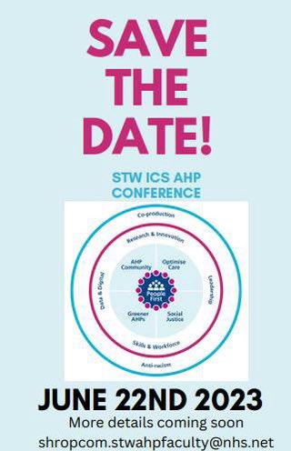 🎉Registration is now OPEN for this exciting cross system AHP virtual conference👩🏻‍💻

The list of fantastic guest speakers, will be announced over coming weeks 👀👨🏾‍🏫

Don’t miss out, book your place today👇✅
eventbrite.co.uk/e/shropshire-t…

#AHPSTW #AHP #Conference #Virtual #CPD