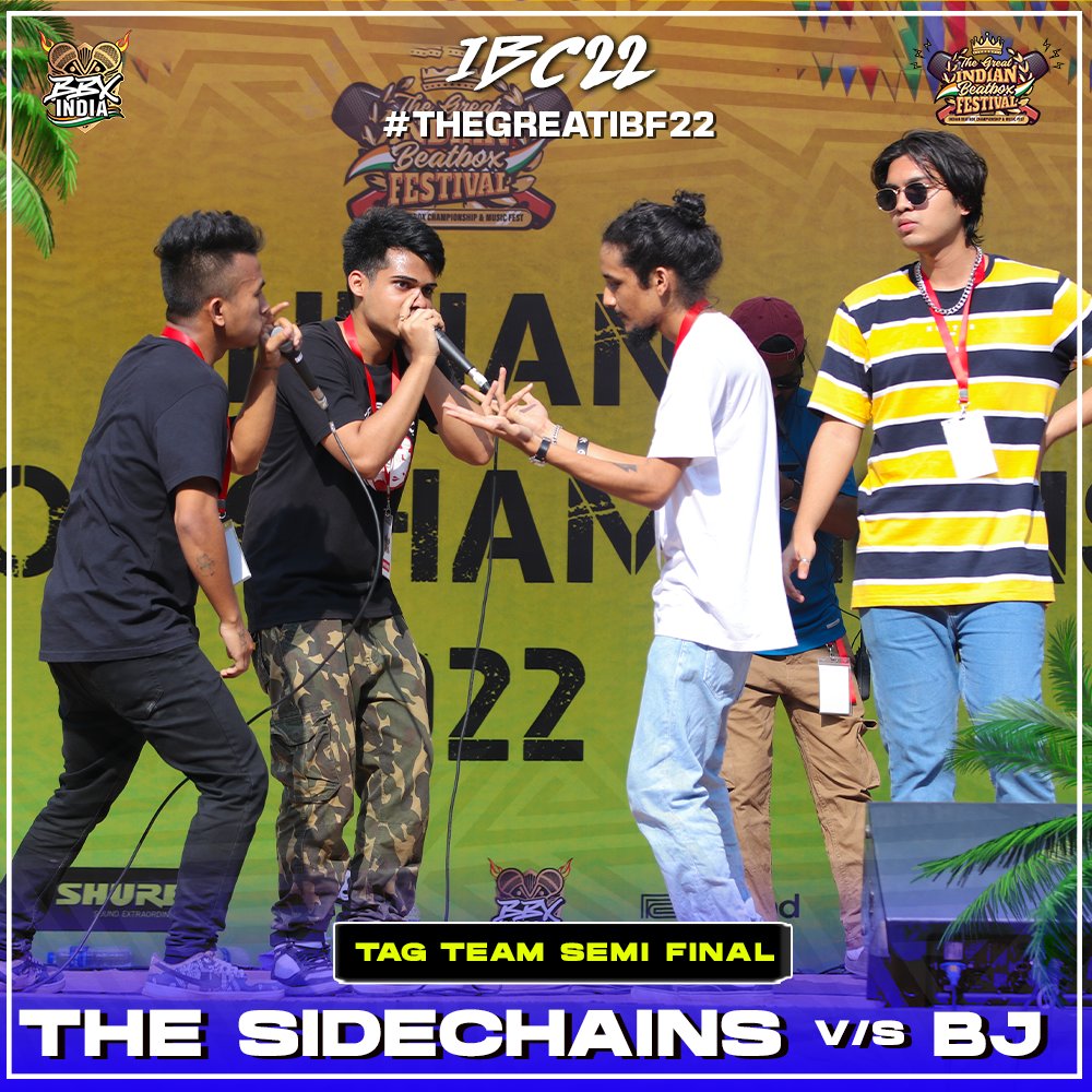 THE SIDECHAINS VS BJ | TAG TEAM SEMI FINAL | Indian Beatbox Championship 2022 #IBC2022 #TheGreatIBF22

Join the YouTube Premiere on BBXINDIA - Beatbox India at 8:00 pm IST👇🏻 
youtube.com/@bbxindiaoffic…

#BeatboxIndia #WeSpeakMusic #Beatbox