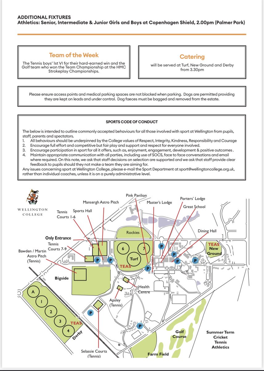 Looking forward to a (hopefully non weather affected) set of fixtures this weekend! <a href="/WellyCricket/">WellyCricket</a> and <a href="/WellyTennis/">Wellington Tennis</a> with <a href="/MarlboroughCol/">Marlborough College</a> and <a href="/DowneHouse/">Downe House School</a> Good luck to the athletes too in the Copenhagen shield and well done to golf and tennis on Team of the Week!