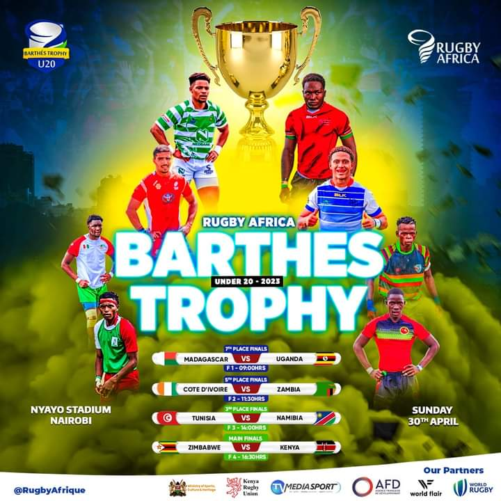 OfficialKRU's tweet photo. Rugby Africa U20 Barthes Trophy Match Day 3 Timings.

Gate Charges: 
Regular: Ksh 100
VIP: Ksh 1000

Gates open at 8.00am

#U20BarthesTrophy
#TikoNiSoo 
#TujazeNyayo https://t.co/9s8gxEuE2Z