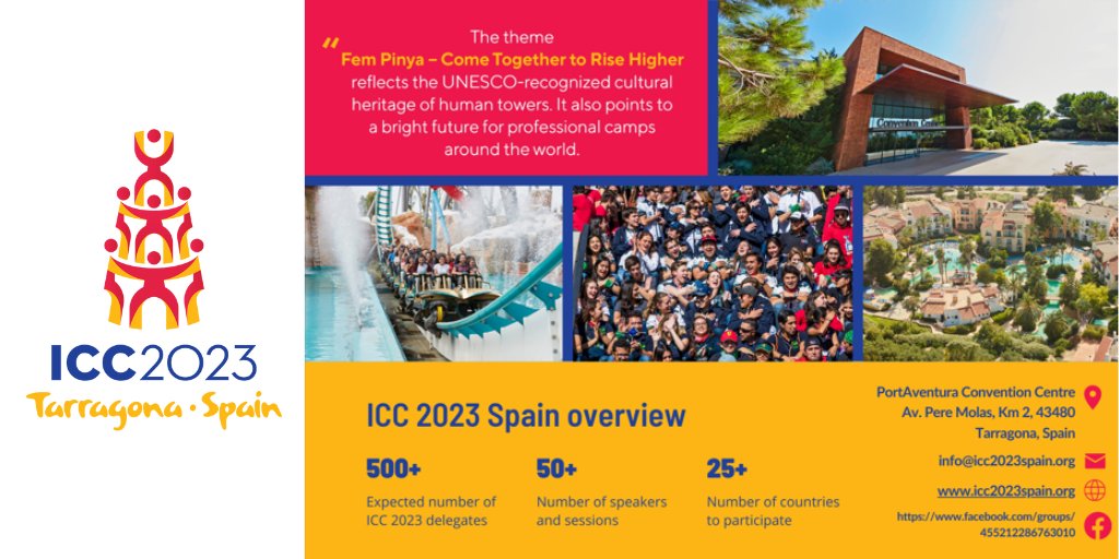 KIDSCLUSTER's tweet image. 12th International Camping Congress
🗓️ 4-8/10 | @PortAventura Convention Center 
🎟️: icc2023spain.org
👉 Últims dies d'Early Bird i dpte socis del clúster (fins al 30/04)

Ponències internacionals, fòrums i workshops sobre els temes + rellevants del sector! No te'l perdis!