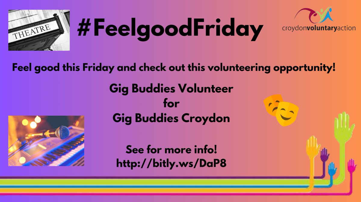 #feelgoodfriday #volunteer #community #croydon #strongertogether #buddies #livemusic #events @GigBuddies_Croy @CroydonVA
Apply here: bitly.ws/DaP8