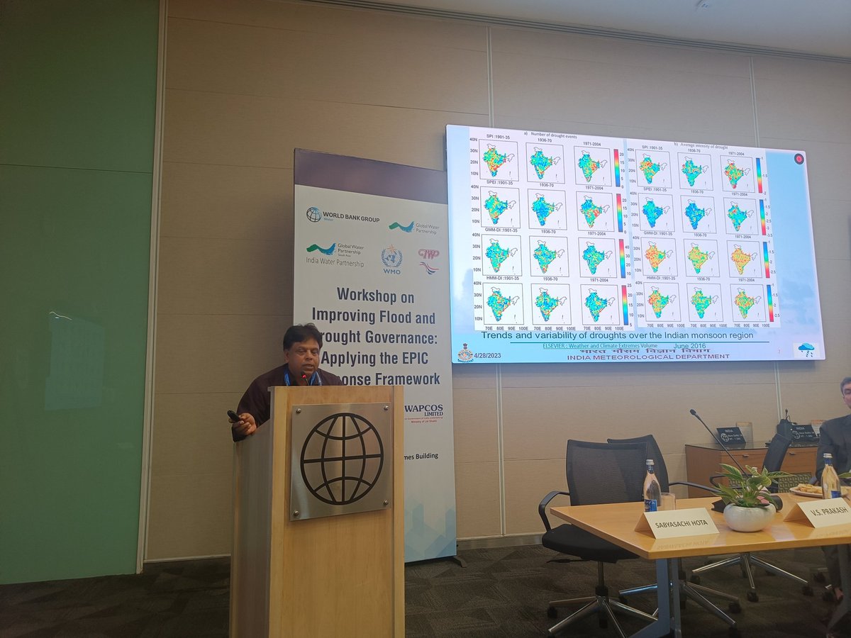 IWPindia01's tweet photo. Mr. Rahul Saxena, Scientist F, @IMDWeather, GOI giving the National Perspective on Meteorological Drought at the #EPICResponse Framework. @wapcosofficials @DeltaresNL @WorldBankWater @CWCOfficial_GoI @GWPSAS @MoJSDoWRRDGR https://t.co/PKp4KqtKJ8