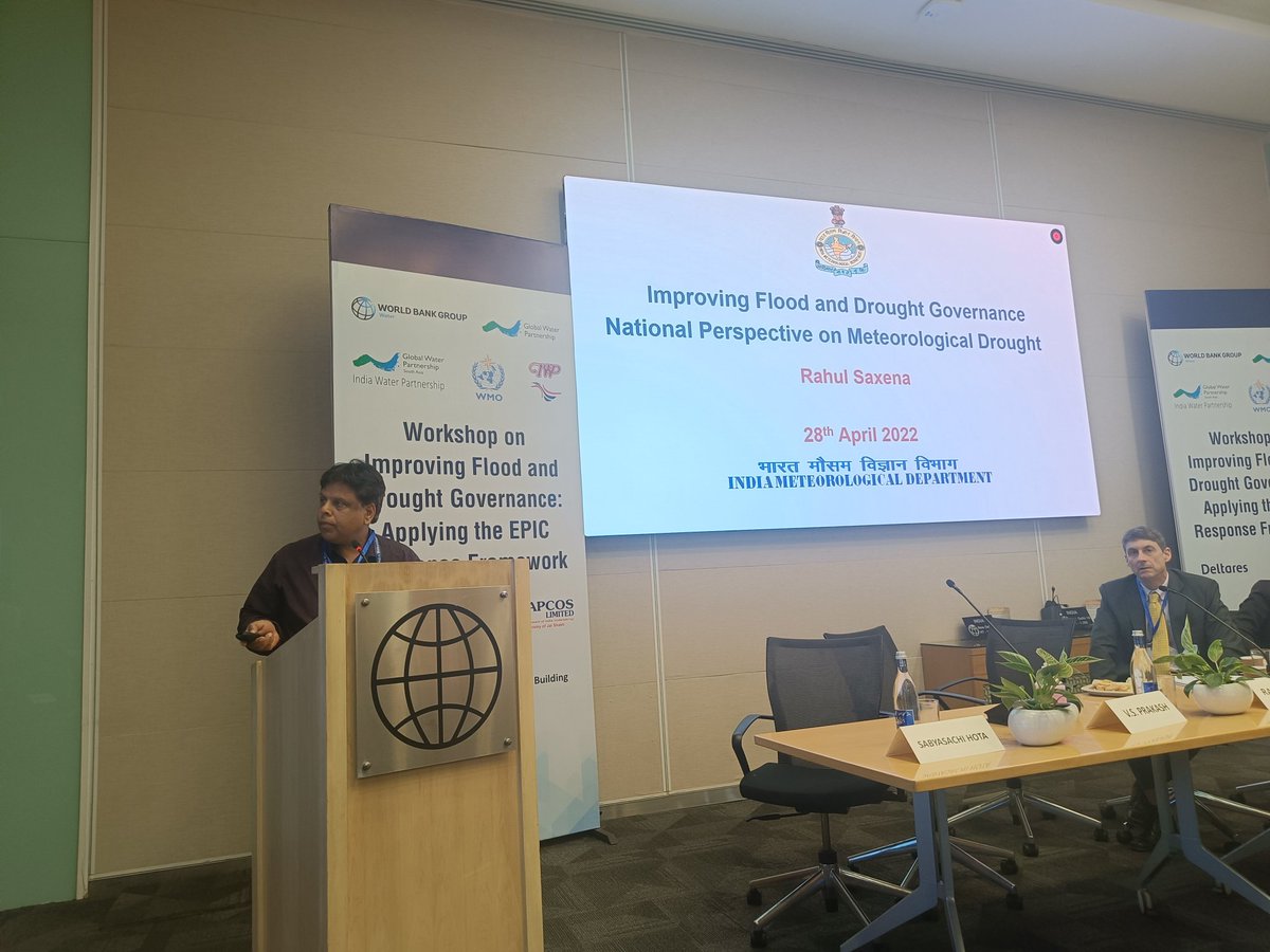 IWPindia01's tweet photo. Mr. Rahul Saxena, Scientist F, @IMDWeather, GOI giving the National Perspective on Meteorological Drought at the #EPICResponse Framework. @wapcosofficials @DeltaresNL @WorldBankWater @CWCOfficial_GoI @GWPSAS @MoJSDoWRRDGR https://t.co/PKp4KqtKJ8