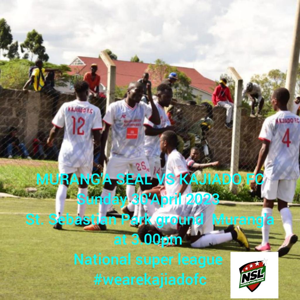 Super Sunday. Form ya end month.

MURANG'A SEAL VS KAJIADO FC
Sunday 30’April 2023 
St. Sebastian Park ground  Murang'a
at 3.00pm 
National super leage
#TrustTheProcess 
#WeAreKajiado